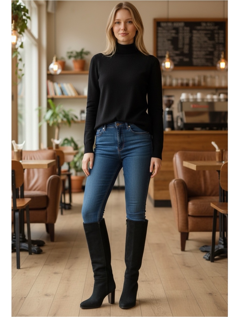 Clarks Karamo tall suede leather heeled boots black 9 side stitch